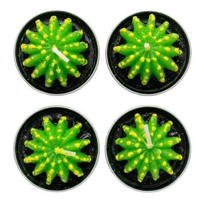 Cactus Round Shape Tealight Party Favor Candle - Box Of 4 Pcs