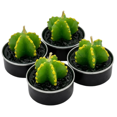 Cactus Star Shape Tealight Party Favor Candle - Box Of 4 Pcs