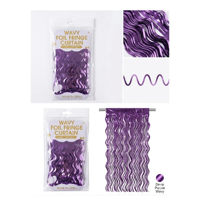 Wavy Tinsel Foil Fringe Curtain For Party Decoration - Royal Purple