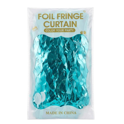 Wavy Tinsel Foil Fringe Curtain For Party Decoration - Metallic Teal