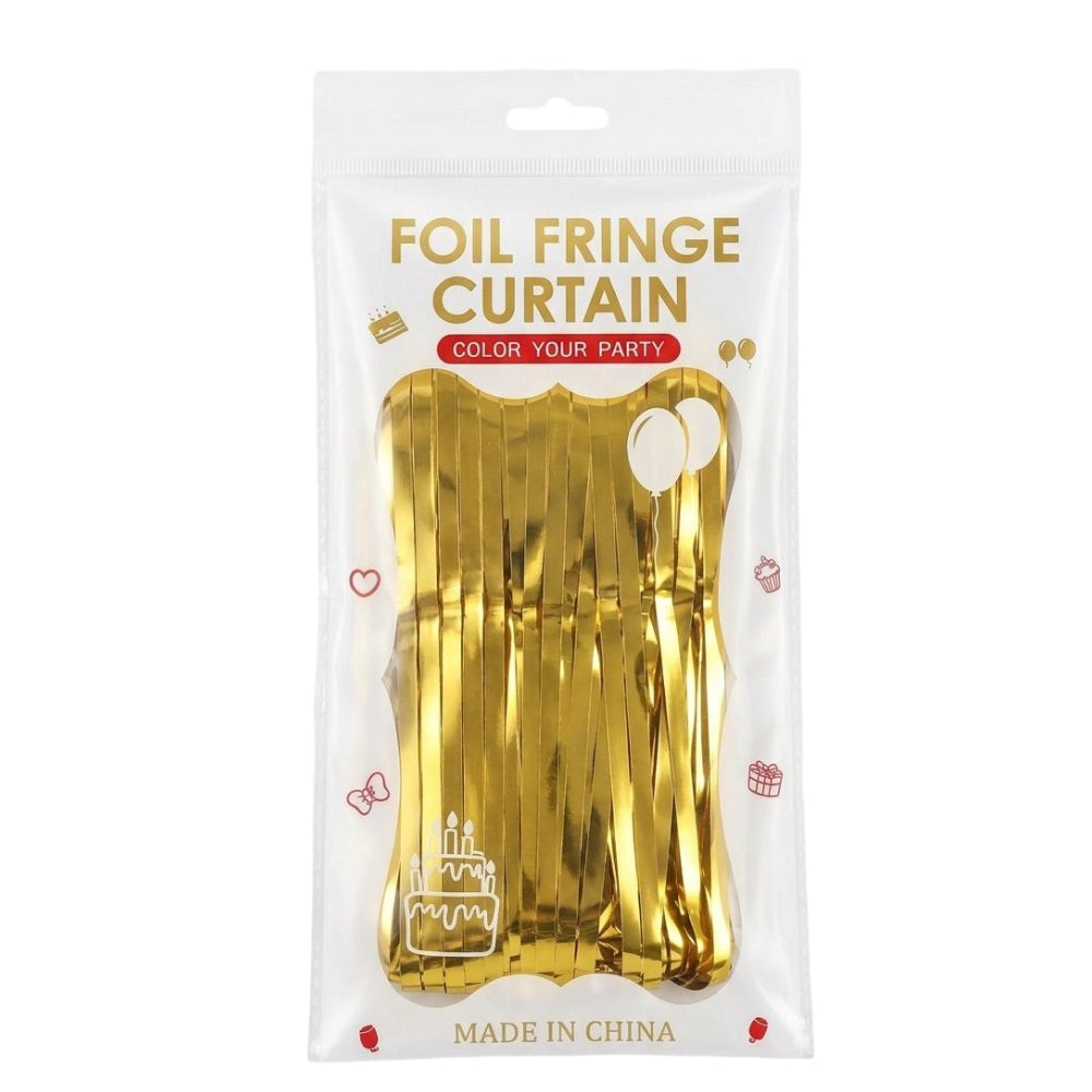 Tinsel Foil Fringe Curtain For Party Decoration - Rain Curtain - Gold Colour