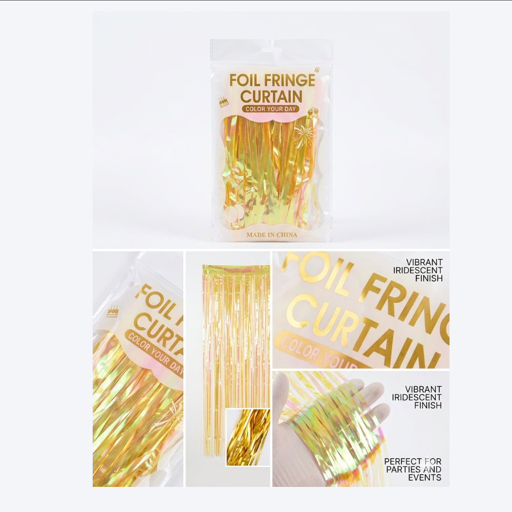 Iridescent Foil Fringe Curtain For Party Decoration - Rain Curtain