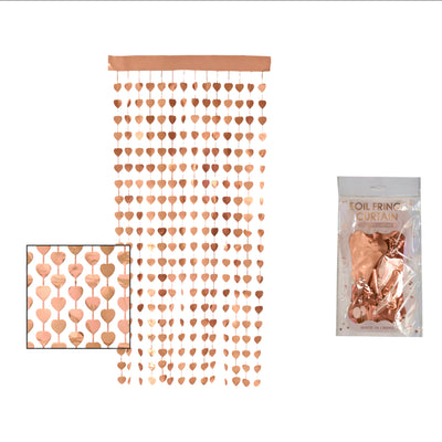 Heart Shape Foil Fringe Curtain For Party Decoration - Rose Gold