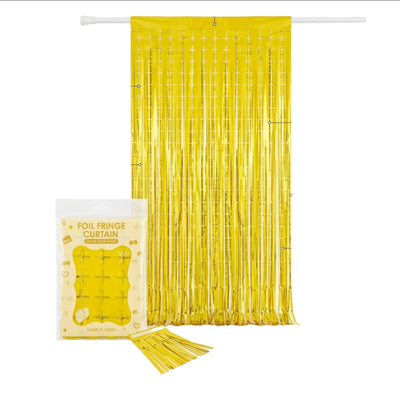 Small Square Foil Fringe Curtain For Party Decoration - Yellow