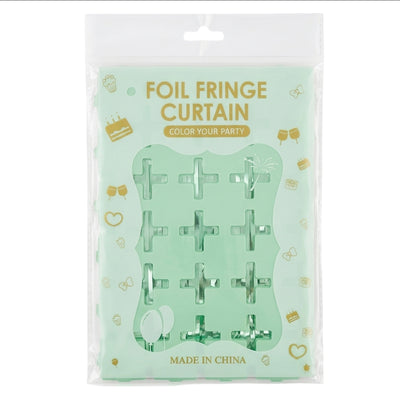 Small Square Foil Fringe Curtain For Party Decoration - Light Green