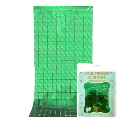 Square Foil Fringe Curtain For Party Decoration - Green