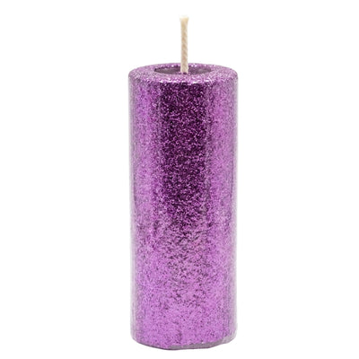 Decorative Glitter Pillar Candle - Purple