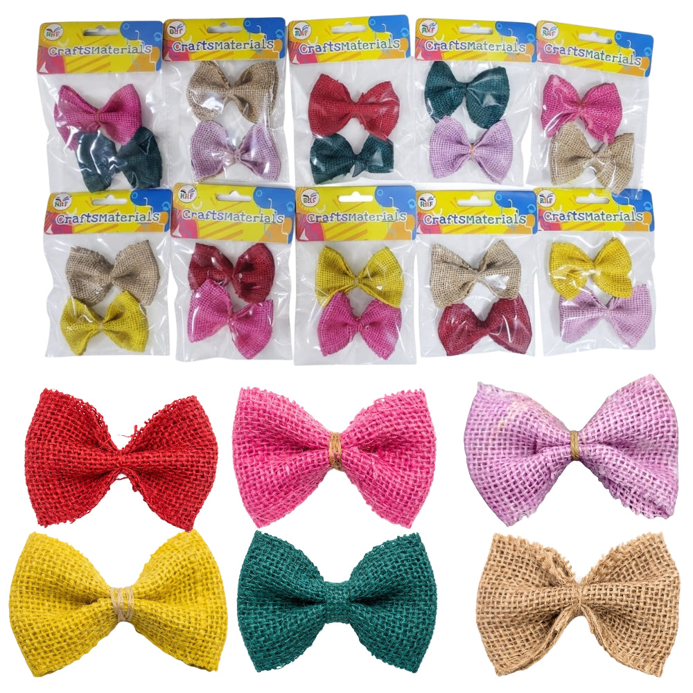 Gift Decoration Linen Bows - Assorted Colours - Pack Includes 2 Bows - (1 Pack Only )