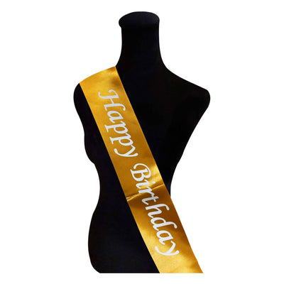 Happy Birthday Party Sash - Gold Colour
