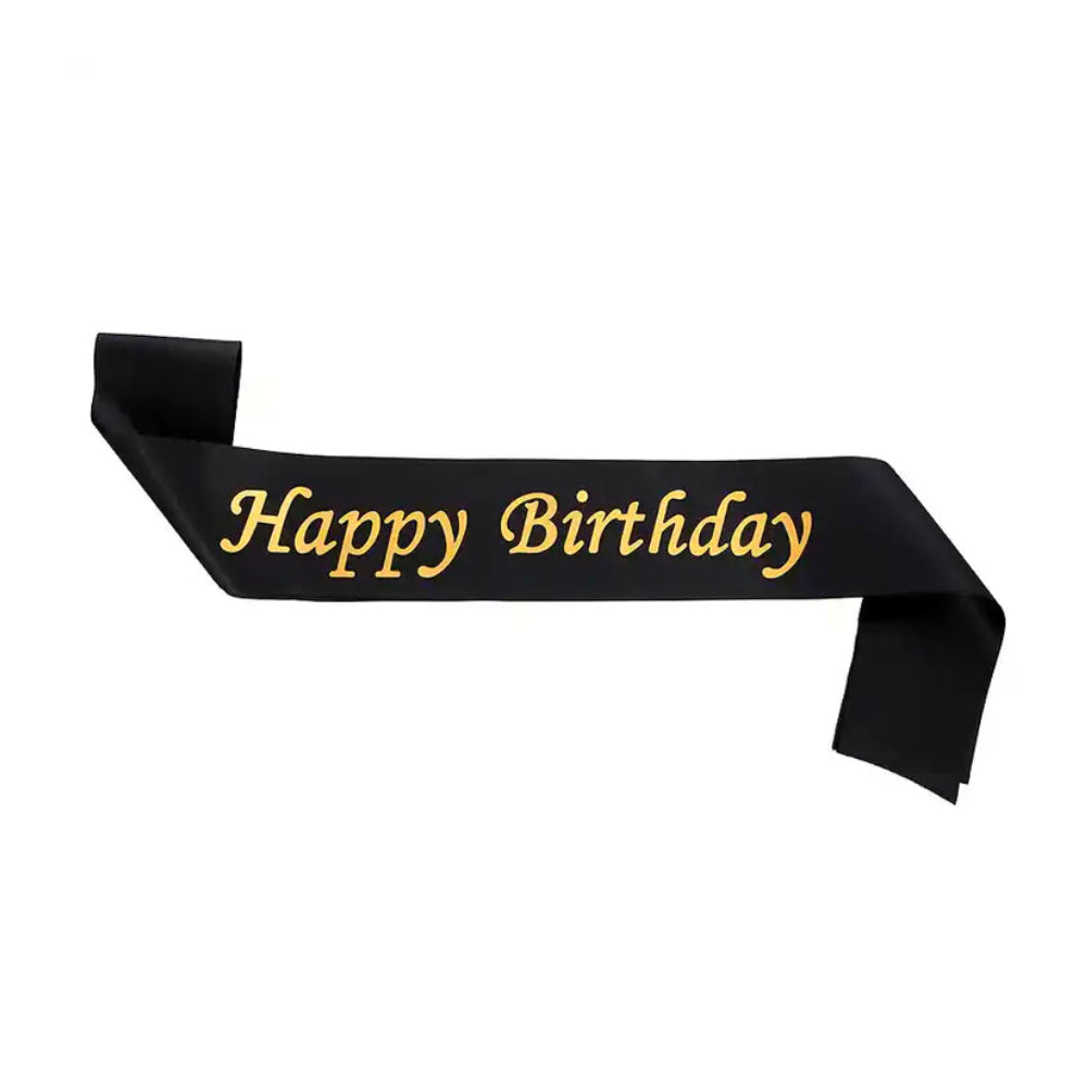 Happy Birthday Party Sash - Black Colour