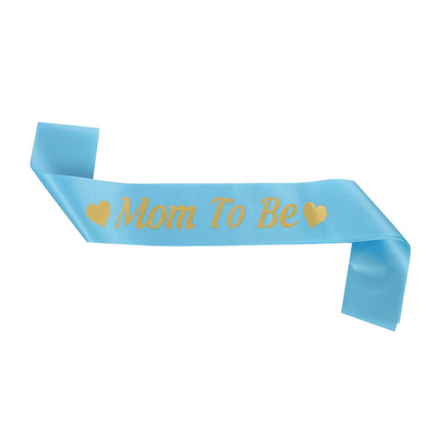 Mom To Be Party Satin Sash - Blue