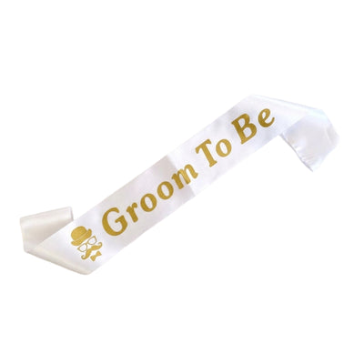 Groom To Be Party Satin Sash - White