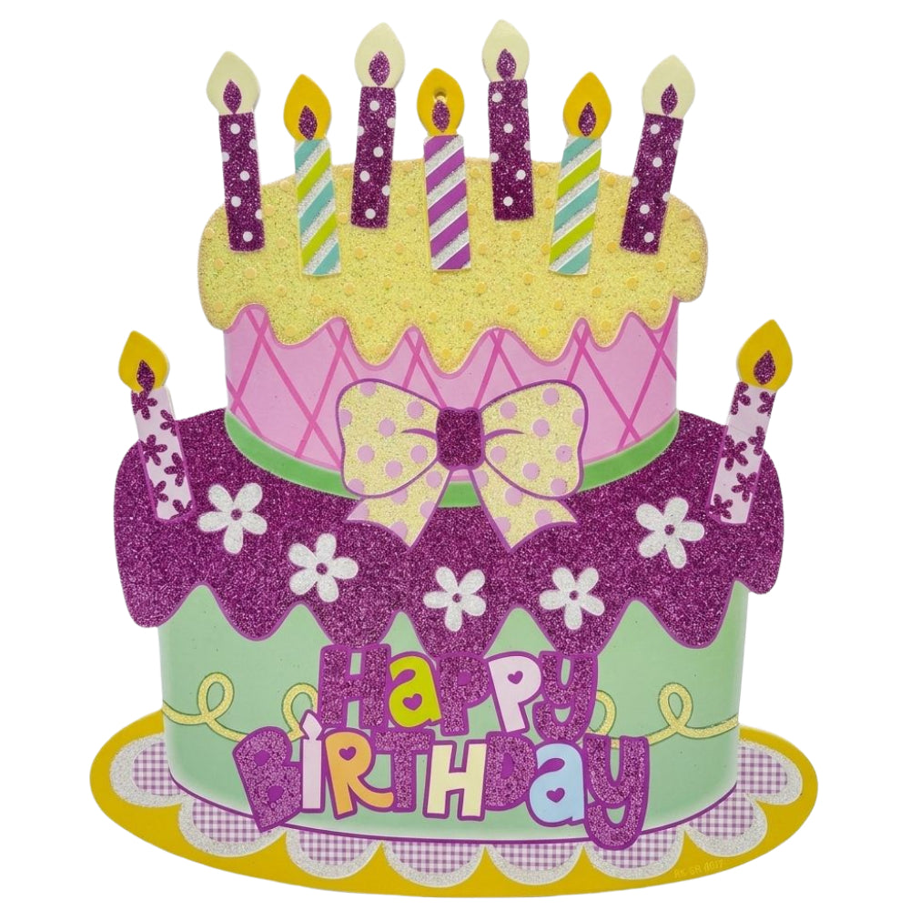 Happy Birthday Wall Hanging Decor - Banner - Cake Theme - Glitter