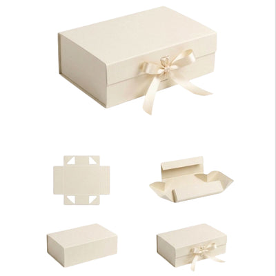 Folding Cardboard Gift Box - Off White Colour - 20X18.2X8Cm
