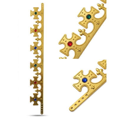 King Plastic Crown With Coloured Stones - Gold Colour