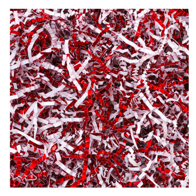 Shimmering Crinkle Cut Shredded Gift Paper Filler - Red And White