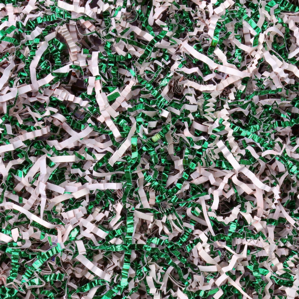 Shimmering Crinkle Cut Shredded Gift Paper Filler - Green And White