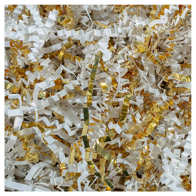 Shimmering Crinkle Cut Shredded Gift Paper Filler - Gold And White