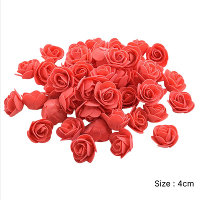 Party Decoration Artificial Foam Rose Heads - Red - 4 Cm - Pack Of 12 Pcs