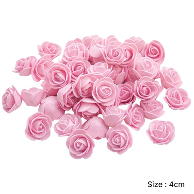 Party Decoration Artificial Foam Rose Heads - Light Pink - 4 Cm - Pack Of 12 Pcs