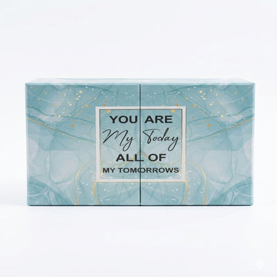 Gift Box Marble Pattern - Double Door - Light Blue - 20X14X9Cm