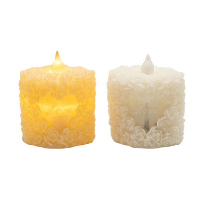 Rose - Textured Led Tea Light Candle - Plastic - Off White Colour