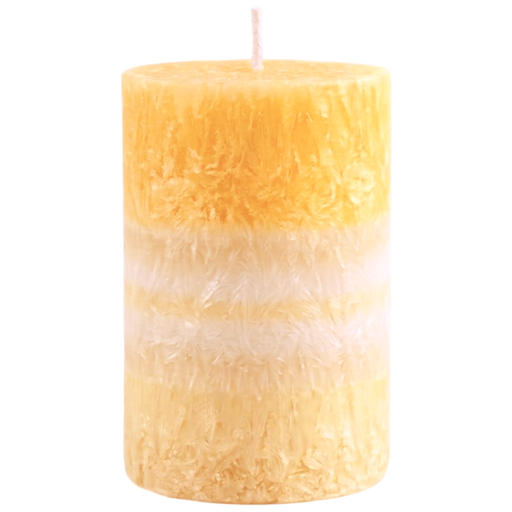 Party Decoration Fragrance Candle Shape Of Pillar Round - Yellow And White - 3X2 Inch - 1 Pcs Only