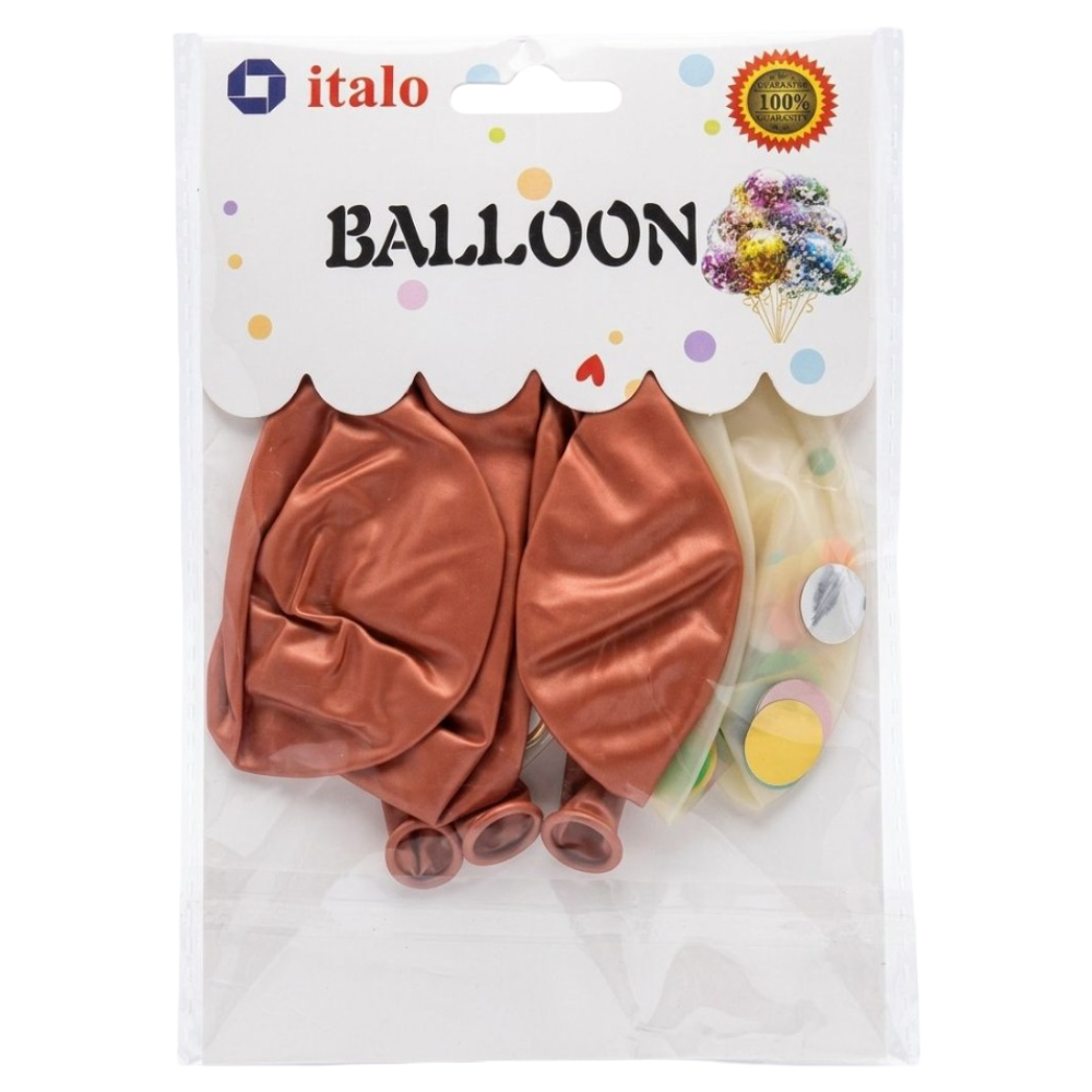 Party Decoration Balloon With Confetti Filled Transparent Balloon - Metallic Copper Colour