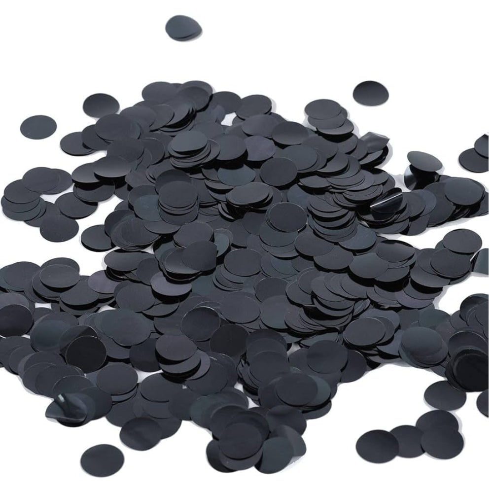 Shiny Metallic Foil Confetti Circles - Black - Pack Of 100 G