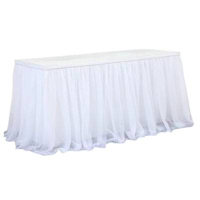 Tulle Fabric Party Decoration Table Skirt - White - 45.7 M