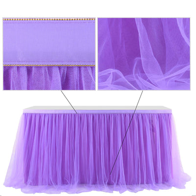Tulle Fabric Party Decoration Table Skirt - Purple - 45.7 M
