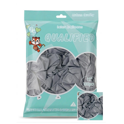 Party Decoration Latex Metallic Balloon - Gray Colour - (Pack Of 100Pcs)