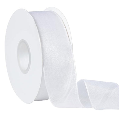 Wired Sheer Organza Ribbon For Craft Decoration - White - 40 Mm X 9.1 M Roll