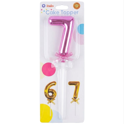 Cake Decoration 7 Number Metallic Cake Topper - Pink Colour