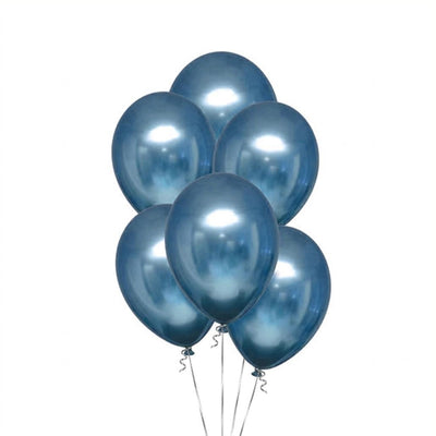 Latex Metallic Helium Balloon - Blue - 12 Inch