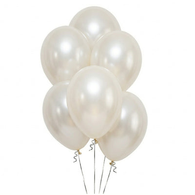 Latex Metallic Helium Balloon - Pearl White - 12 Inch