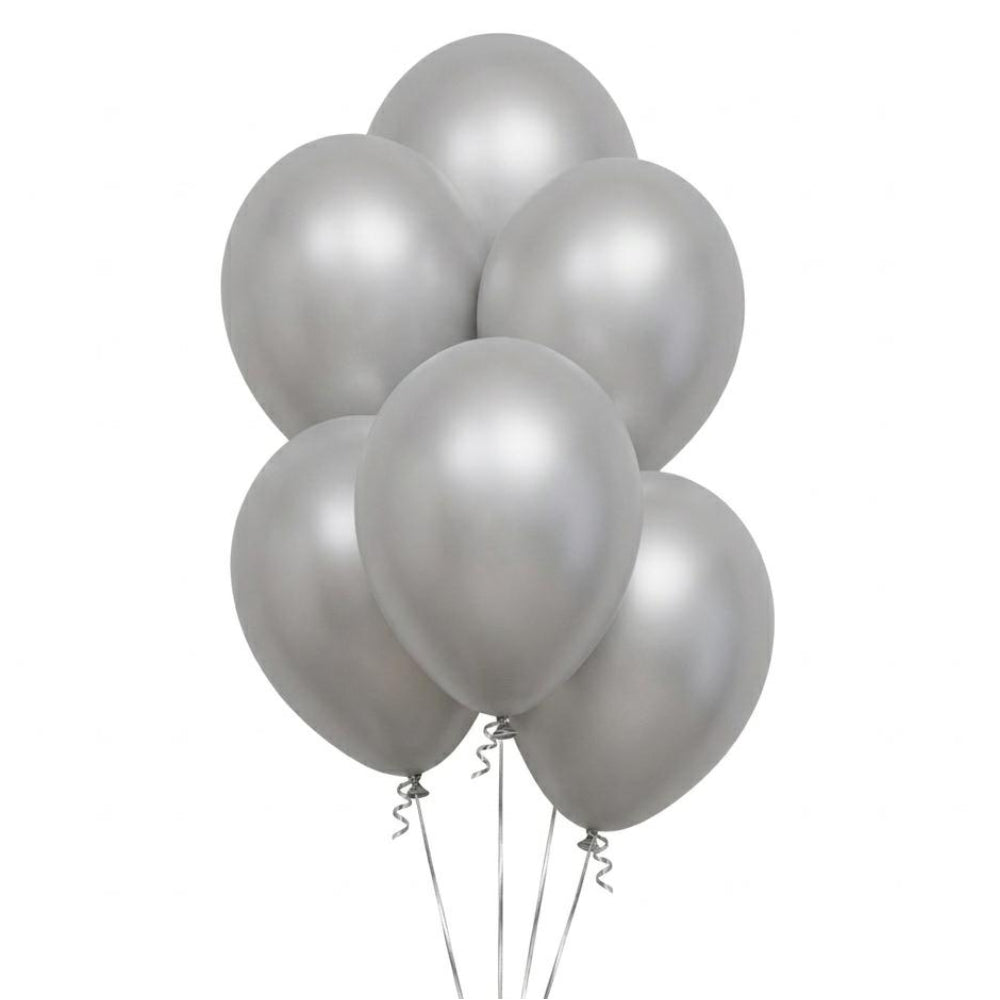 Latex Metallic Helium Balloon - Gray - 12 Inch