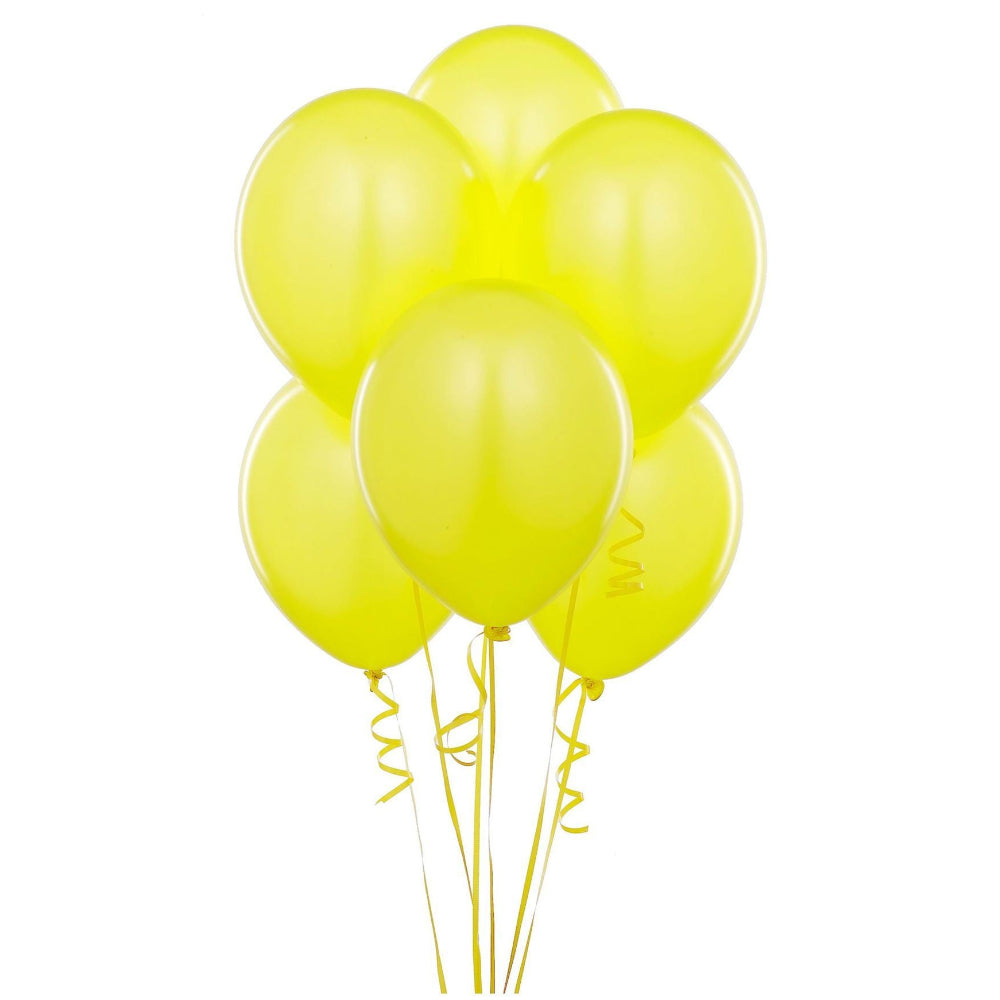 Latex Metallic Helium Balloon - Yellow - 12 Inch