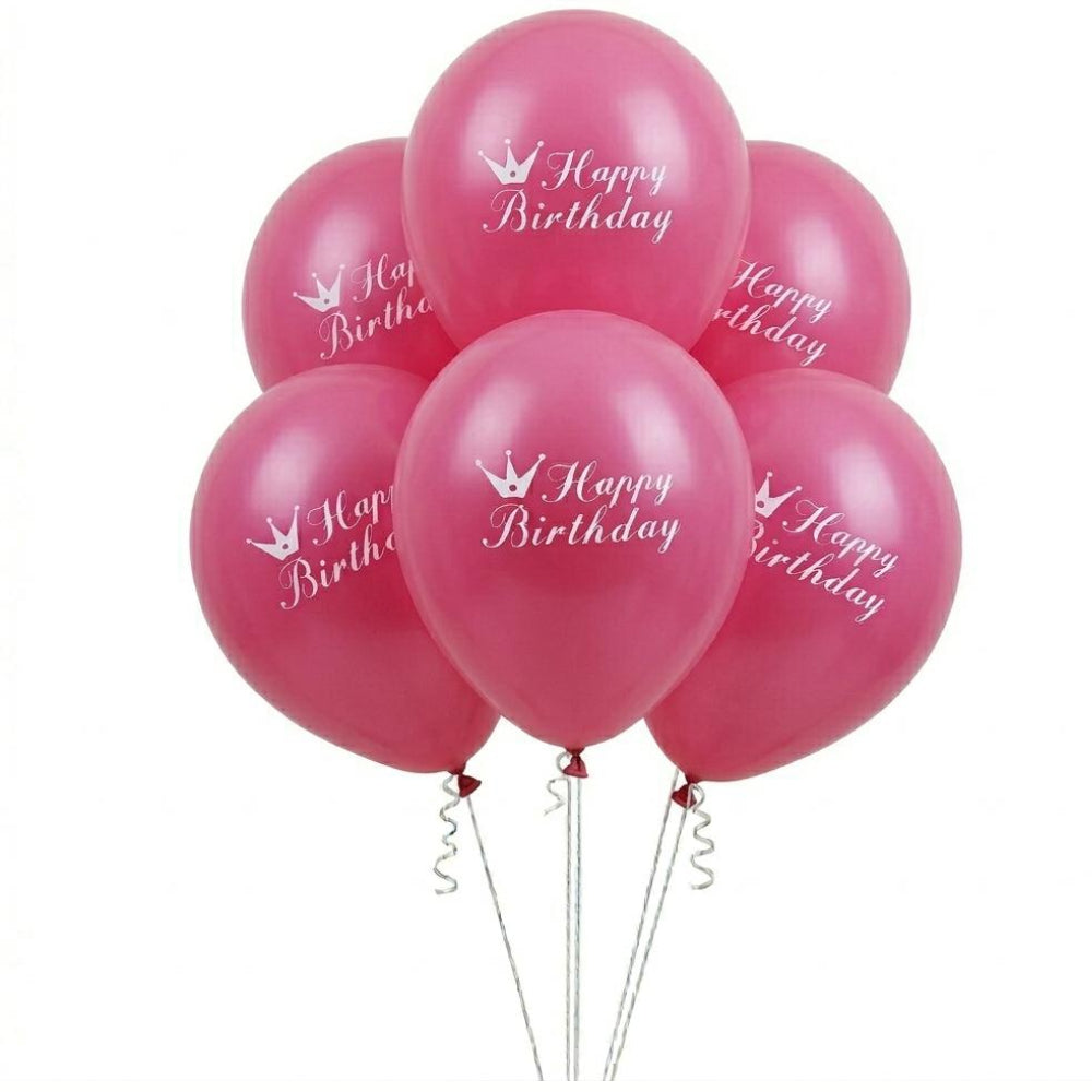 Happy Birthday Printed Latex Helium Balloon - Pink