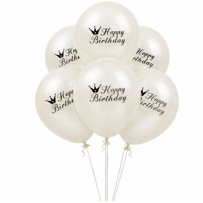 Happy Birthday Printed Latex Helium Balloon - White