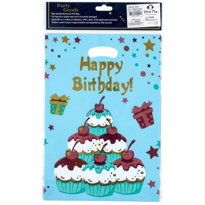 Happy Birthday Themed Party Gift Loot Bag - Sky Blue Colour - Pack Of 10 Pcs - 30X21 Cm