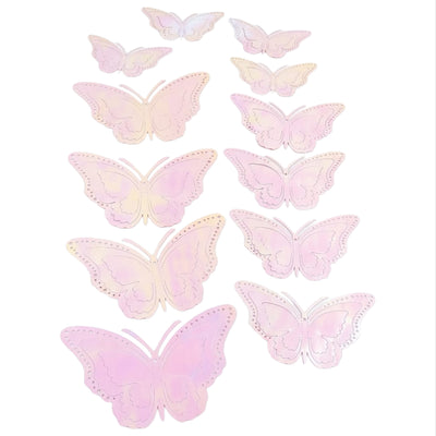 Metallic 3D Butterflies Wall Sticker Decoration - Gradient Colour - Pack Of 12 Pcs