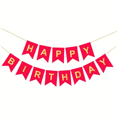 Happy Birthday Party Decoration Banner - Red