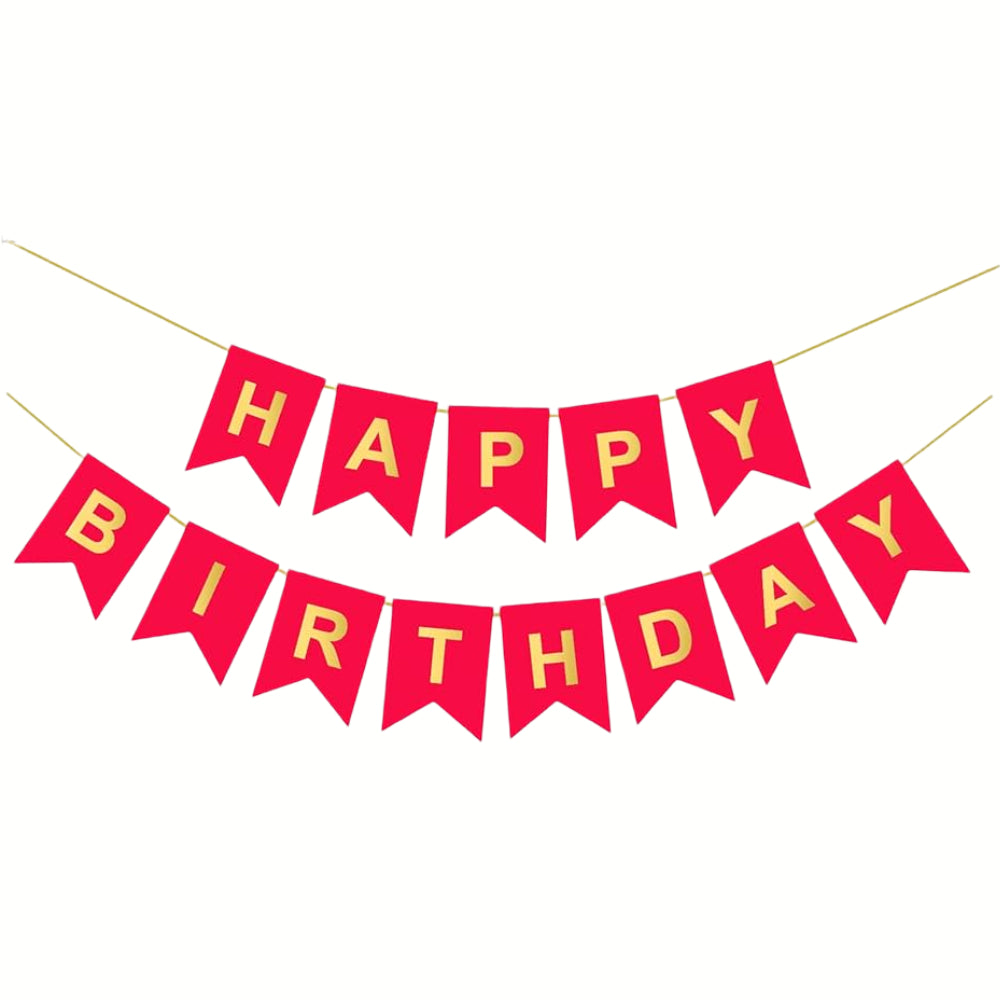 Happy Birthday Party Decoration Banner - Red