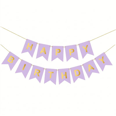 Happy Birthday Party Decoration Banner - Lavender
