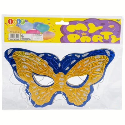 Glittering Butterfly Shaped Party Eye Mask - Blue - Pack Of 6 Pcs