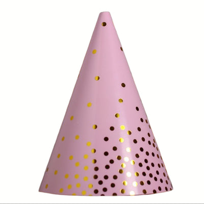 Dot Printed Party Cone Cap - Party Hat - Pack Of 6 Pcs