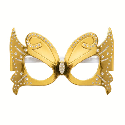 Butterfly Shaped Party Eye Mask - Gold - Pack Of 6 Pcs