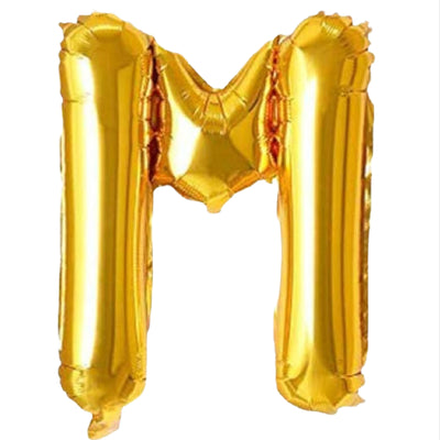 Party Decoration Alphabetic Letter M Foil Balloon - Gold Colour - 32 Inches