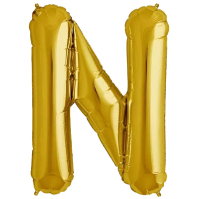 Party Decoration Alphabetic Letter N Foil Balloon - Gold Colour - 32 Inches